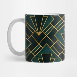 Emerald Green and Gold Art Deco Mug